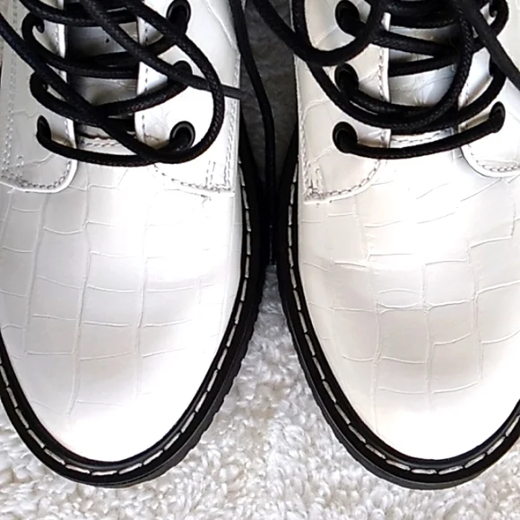 Madden Girl white faux patent leather combat booties - Picture 6 of 10